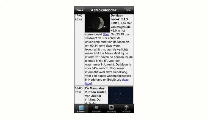 Mijn Hemel astronomy app screen